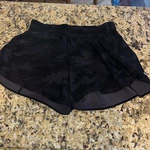 Size 10 Track That High-Rise Lined Short 3” Lululemon shorts. Black-Camo